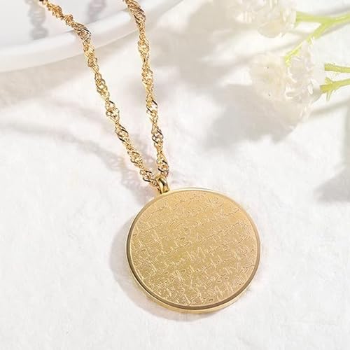 OUMAY Ayatul Kursi Bracelet – 18 carats Gold Plated Arabic Calligraphy Jewelry – Symbol of Faith & Divine Protection – Spiritual Gift for Women and men - color: Round Pendant Gold