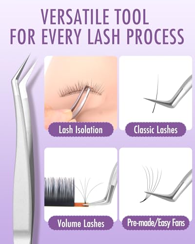 BEYELIAN Eyelash Extension Tweezers, Professional sticker tweezers | Eyelash Extension Tweezers, Professional sticker tweezers for crafting Curved Tip Stainless Steel JT10 - style: JT10
