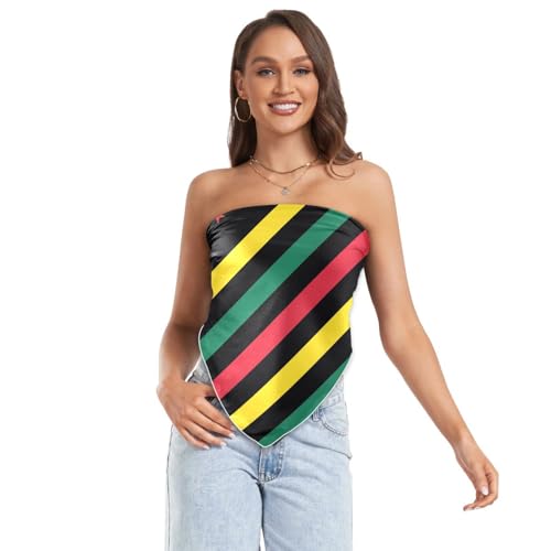 Bandana Square Head Scarf for Women Satin Hair Wrap Fashion Headband 27" - color: African American Flag