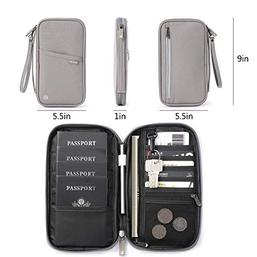 VanFn RFID Travel Passport Wallet, Family Passport Holder, Trip Document Organizer P.Travel Series (Nylon - Grey) - color: A - Nylon - Grey