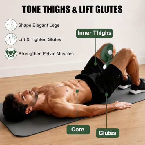 Pelvic Floor Exercise Device with 35 lb Resistance, Kegel and Inner Thigh Muscle Trainer, Home Workout Equipment for Postpartum Recovery, Women & Men, with Band - color: Dark Green