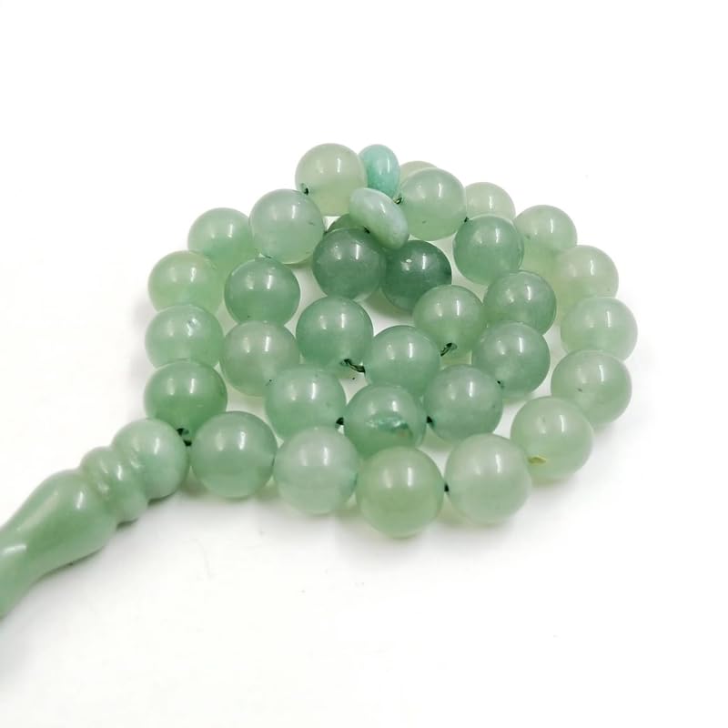 ALBASHAN Inshanllah Tasbih Natural tasbih green Jade Turquoises misbaha isalmic eid gift Muslim prayer beads arabic fashion accessory - size: 8mm × 33beads
