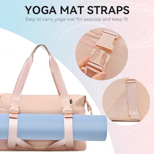 MAXTOP Women's Gym Yoga Duffle Bag with Shoe Pouch,Multi-Purpose Overnight Travel Bag for Gym,Work, Dance, Sports - color: Pink