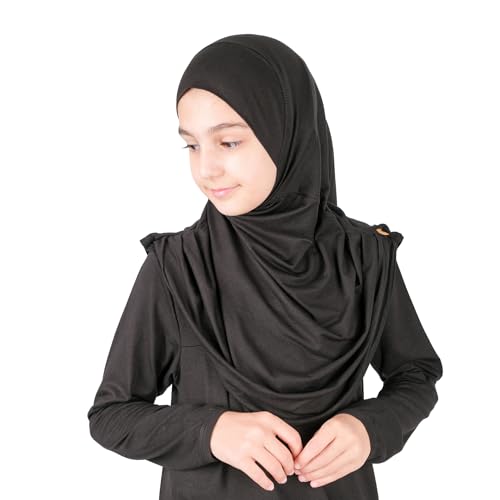ihvan online Muslim Dress for Girls, Long Sleeve One-Piece Islamic Prayer Dress, Hijab for Kids, Girls Abaya, Islamic Gifts - color: Black