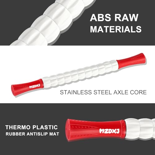 Muscle Roller Massage Roller Stick- Deep Tissue Fascia Blaster for Myofascial Pain Relief, Lymphatic Drainage & Body Sculpting, Handheld Physical Therapy & Recovery Tool (Red White inch) - color: Red White