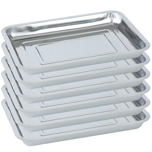 6 Pack Sprouting Tray Kit Seed Starter Tray Plant Germination Trays | 13.78x10.24x1.38Inch Stainless Steel Seed Sprouting Trays Microgreens Growing Trays Nursery Tray for Indoors Plant Seedlings