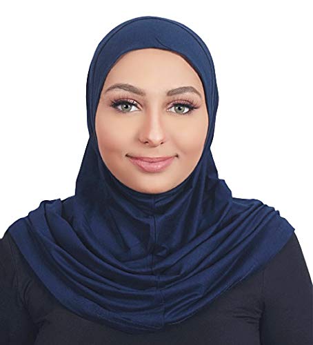 AL AMIRA One Piece Cotton Hijab – Easy Slip-On Style - color: Navy