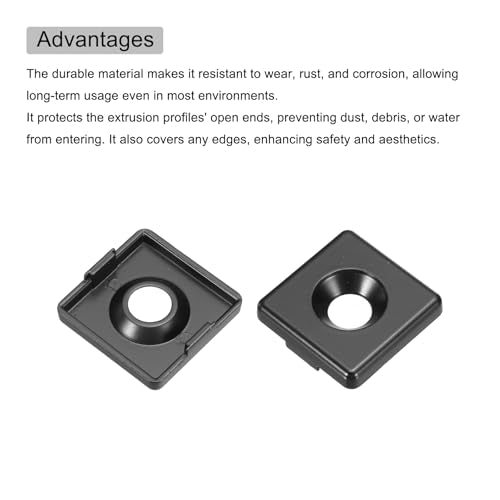 MECCANIXITY 4 Pcs 3030 EU Standard T-Slot 9.5mm Hole Dia Aluminum Extrusion End Cap 30x30mm Black for Fish Tank Rack, Storage Rack with Push-in Fastener