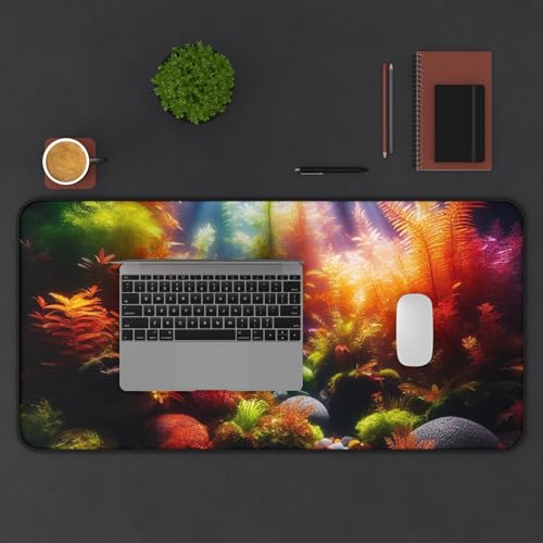 Vibrant Aquarium Gravel Desk Mat - Smooth Surface with Rubber Base - size: 16" × 32"