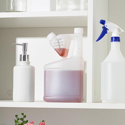 8 Pcs 32oz Tip Measure Containers Tip and Pour Measuring Containers HDPE Chemical Measuring Cups with Lids Plastic Bottle, up to 4oz Capacity (32oz)