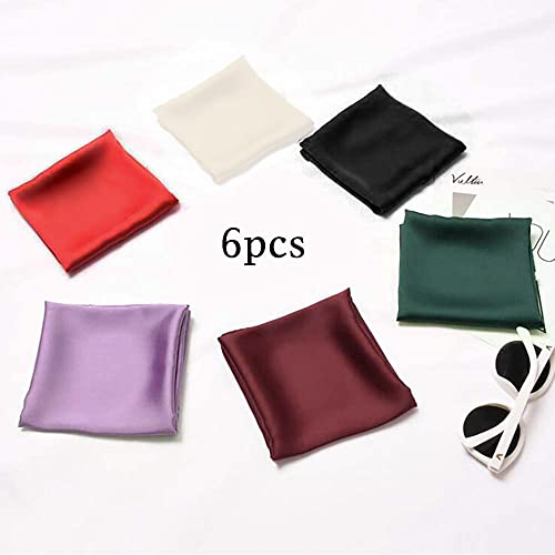 Glamorstar Satin Neck Scarf 6 Packs Square Handkerchief for Women - color: 6 Packs - Black,red,white,purple,green,wine Red