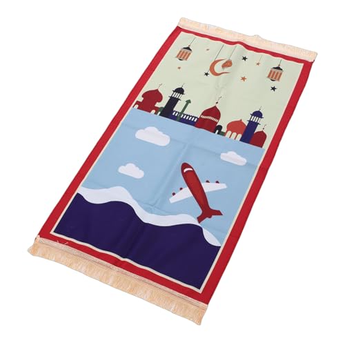 Rengue Kids Prayer Mat Childrens Prayer Rug Islamic Rug for Kids Cotton Traditional Design with Tassels for Home Solitude and Focus
