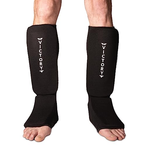 Cloth Shin & Instep Padded Guards - Kickboxing, Muay Thai Sparring Protective Leg Shin Foam for Kids and Adults (Pair) - size: Small