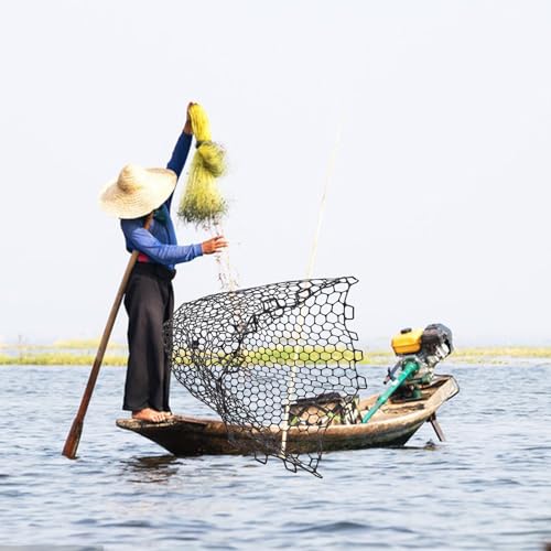 Luxshiny Silicone Fishing Net Replacement Mesh Bag, Lightweight Large Fish Landing Net Head, Black Sturdy Silicone Mesh for Freshwater and Saltwater Anglers