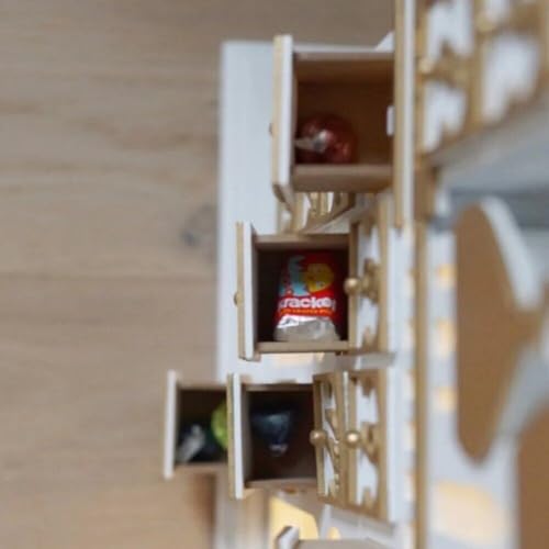 HiyyFloy Wooden Ramadan Advent Calendar Eid Mubarak Countdown Calendar Ramadan 30 Day Castle Advent Calendar Ornament with Led Light for Muslim Islam Home Decor