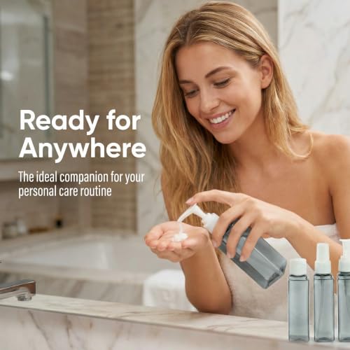 4 in 1 Travel Dispenser Bottle Refillable 4 in 1 Travel Dispenser 60ml Travel Bottles Leakproof Travel Size Containers for Toiletries Shampoo Lotion Blue - color: Blue