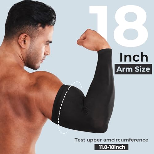 JATEBI 6 Pairs Plus Size Arm Sleeves for Men Women, UV Protection - color: Black