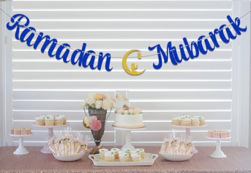 Ramadan Mubarak Banner - Ramadan Decorations - Eid Decorations Blue - size: Blue Ramadan Mubarak
