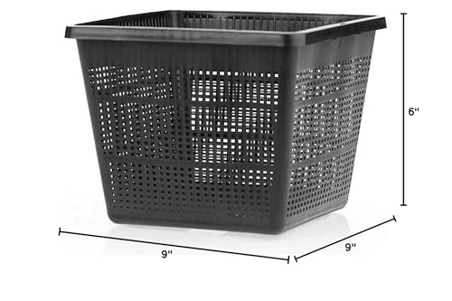 PondH2o 9" Square Aquatic Plastic Slotted Mesh Pond Plant Pot or Flower Water Garden Plant Baskets | Large Pond Plant or Flower Planter Pots for Aquaponics, Hydroponics Value 6 Pack