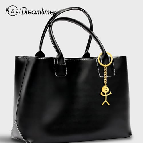 Dreamtimes Skeleton Smiley little Man Sign Language Keychain Finger Medium Stickman Bag Car Key Pendant Couple Gift Keychain - color: Gold