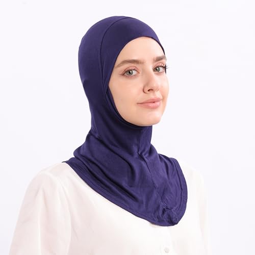 Modal Jersey Muslim Amira Instant Hijab Scarf for Women Jersey Hijab Undercaps - color: Navy Blue