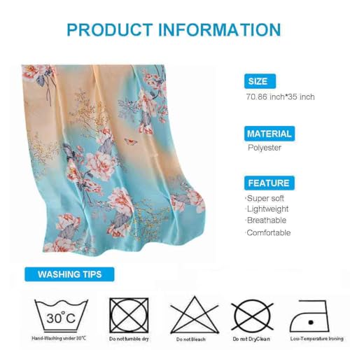 Xyueanlo Scarfs for Women Lightweight Scarves Fashion Print Floral Pattern Head Scarf Wraps Shawls - color: Blue