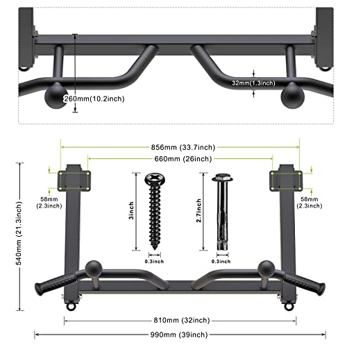 Kipika 32" Ceiling Mounted Pull Up Bar - Heavy Duty, Highly Adjustable, Multifunctional Chin Up Bar - Home Gym System with Punching Bag Hanger and Resistance Bands Training - color: Joist Pull Up Bar with Ball