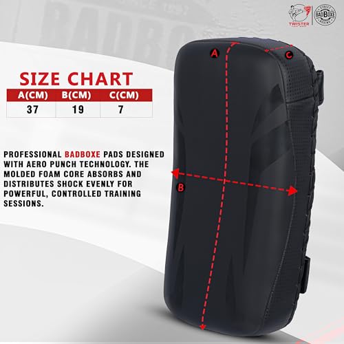 TWISTER FIGHT WEAR Lightweight Boxing Arm Pad Kick Shield | Genuine Leather Thai Pads | MMA Muay Thai Curved Pads | Martial Art Training Pads Boxing Striking Pads (Single) - color: Black/Grey