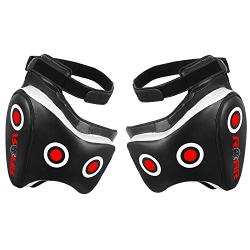 ROAR MMA Kickboxing Thigh Pads Training Kick Muay Thai Leg Protector Guard (BLK/White, Pair)