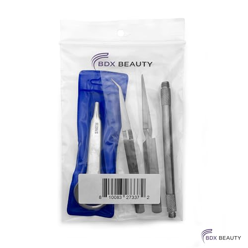 Splinter Forceps - Fine Point - Tweezers Stainless Steel Straight & Curved (Forign Object 4 pcs set) - size: Forign Object 4 pcs set