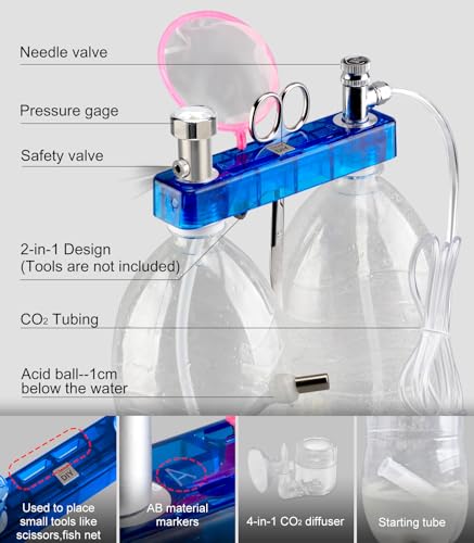 CO2 Kit for Aquarium - DIY System and Diffuser 2-in-1 Design G500-Blue - color: G500 Blue+ CO2 Diffuser