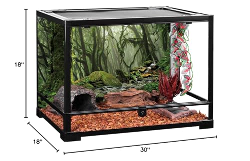 30x18 in Terrarium Backdrop Foggy Forest Stream Reptile Habitat Background | AWERT Tropical Rainforest Green Mossy Huge Tree Polyester Aquarium Terrarium Background - size: 30x18in/75x45cm