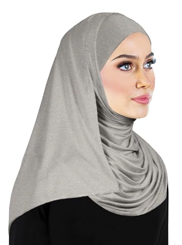 Women's Cotton Jersey Hijab Head Wrap Long Muslim Headscarf Shawls - color: Gray Single