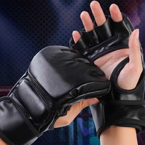 Boxing Gloves Training Gloves Half Finger Sport Gloves Heavy Bag Gloves Punching Gloves Kickboxing Gloves - color: Black dewclaws