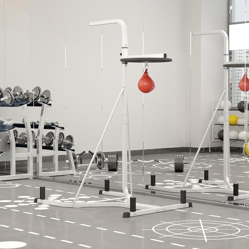 GOWE 2 in 1 Punching Bag Stand, Adjustable Height Heavy Bag Stand with Weighted Base and Speed Bag, Freestanding for Home Gym