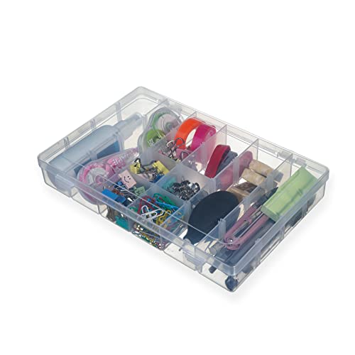 2 Pack 24 Grids Plastic Small Crafts Storage Boxes with Adjustable Dividers (10.5" × 6.7" x 1.57")