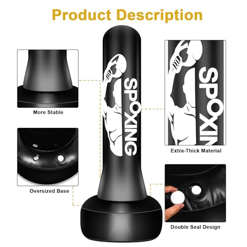 Heavy Punching Bag with Stand for Adults, 70" Freestanding Punching Bag with Boxing Gloves and Electric Air Pump, Inflatable Boxing Bag for Men Women Teens Training MMA Thai Fitnessers