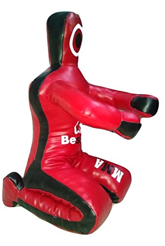 Bestzo MMA Jiu Jitsu Judo Grappling Dummy Synthetic Leather Red Sitting Position -Unfilled - size: 59 inches (5 ft)