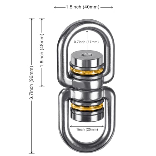 SELEWARE Heavy Duty Bearing Swing Swivel, 360° Rotation Hanging Accessory | Quiet Smooth Rotation, Supports Up to 1200LB, 2 Pack, Durable Design for Swings, Hammocks, Tire Swings and Heavy Bags - color: Swivel Only, 2 Pack