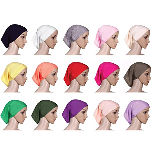 Generic Women Headscarf Elastic Sweat Absorbent Cotton Underscarf Hijab Tube Cap Creative And Exquisite Workmanship