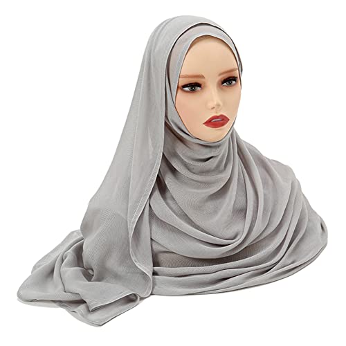 Yeieeo Women's Hijab Lightweight Breathable Solid Color Soft Cotton Hijab for Women Muslim Fashion Scarves - color: Light Gray