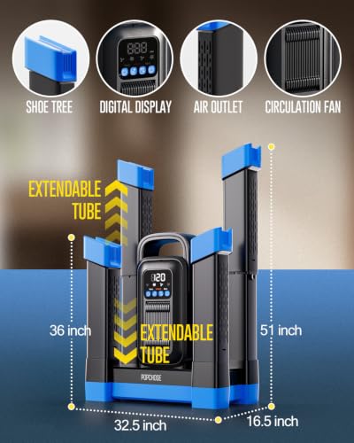 POPCHOSE Boot Dryer with Ozone Deodorizer, 1.5H Fast Drying Shoe Dryer | Boot Warmer with Heat Blower, Intelligent Timer, Silent Operation, Easily Expandable, Gradual Drying for 2 Pairs of Shoes - color: Blue