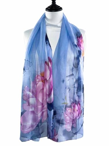 Xyueanlo Scarfs for Women Lightweight Scarves Fashion Print Floral Pattern Scarf Shawls - color: I-blue