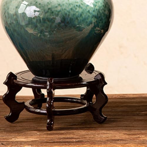 Yardwe Boho Home Decor Plant Stand Wooden Base Bracket Indoor Plant Display Stand