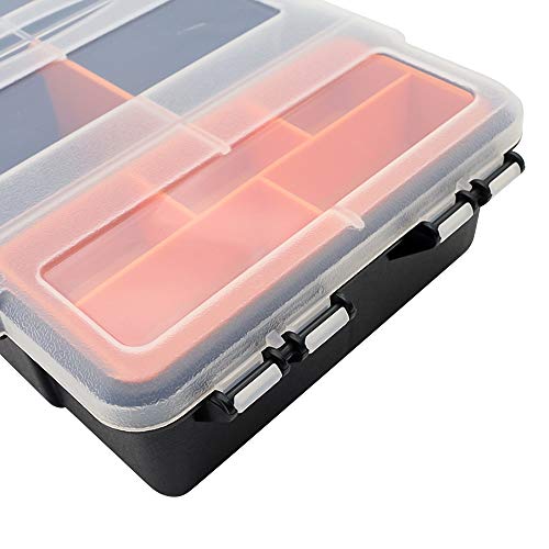 Small Tool Parts Box, Plastic Tool Storage Case, Home Hardware Organizer with Removable Dividers, Small Toolbox for Nails, Screws, Nuts and Bolts, 10-Compartment (Pack of 2) - size: 15.5x22.5x5.6cm/6.1x8.9x2.2in (Pack of 2)