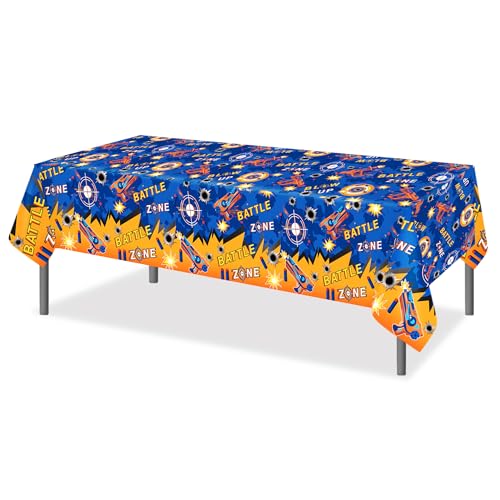 1Pc Dart War Party Plastic Tablecloth 54 x 87 Inch Long Table Cover, Battle Zone Party Tablecover for Dart War Theme Kids Baby Shower Birthday Dinner Picnic Kitchen Event - color: Dart War