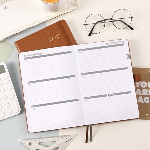 2026-2027 Planner - Academic Planner 2026-2027 Weekly Monthly Planner, July 2026 - June 2027, 5.7'' x 8.4'', Thick Paper, Leather Cover, Pen Holder, Back Pocket, Perfect Daily Organizer - Brown - color: Brown