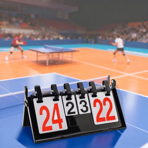 4-Digit Flip Scoreboard - Portable Score Keeper with Red/Black Numbers, Waterproof & Double-Sided for Baseball, Basketball, Volleyball, Cornhole, Tabletop