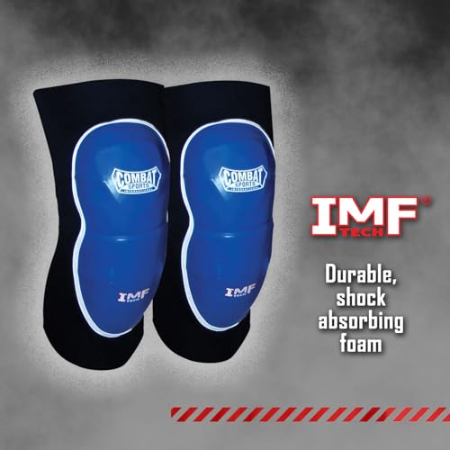 Combat Sports MMA Advanced IMF Tech™ Knee Pads – Injected Molded Foam, Leather Striking Surface, Neoprene Sleeve Support (Regular, New) - size: Regular, New