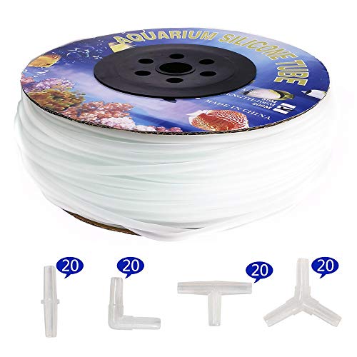 320 Feet Standard 3/16" Flexible Airline Tubing with Connectors | for Aquariums, Terrariums and Hydroponics - size: 320Feet+80Connectors